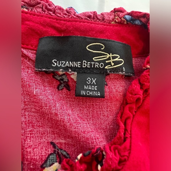 Suzanne Betro Red Floral Blouse - Picture 2 of 6